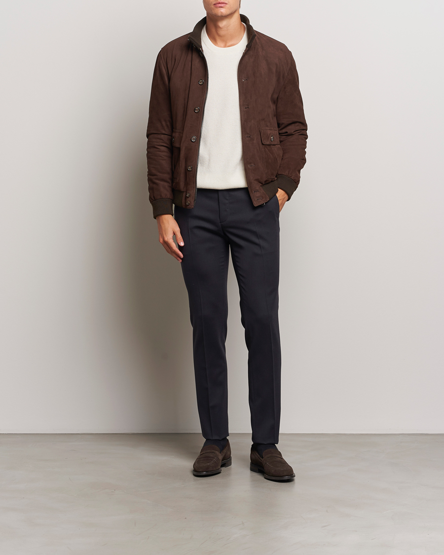 Herren | Hosen | Incotex | Silm Fit Washable Flannel Trousers Navy