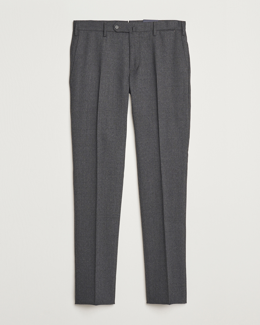 Herren | Hosen | Incotex | Silm Fit Washable Flannel Trousers Dark Grey
