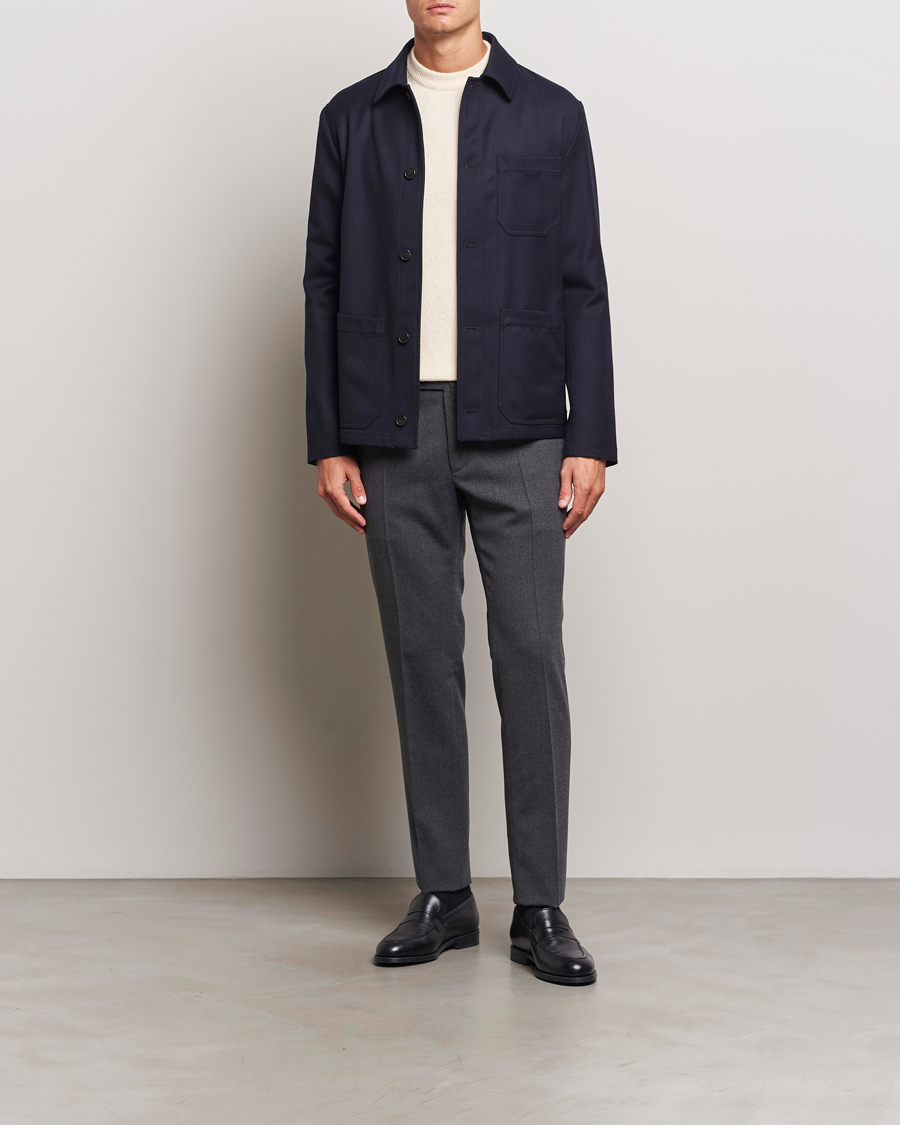 Herren | Hosen | Incotex | Silm Fit Washable Flannel Trousers Dark Grey