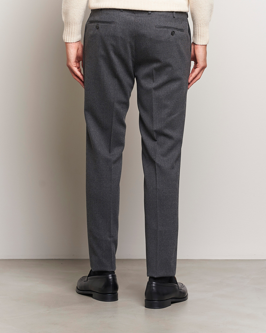 Herren | Hosen | Incotex | Silm Fit Washable Flannel Trousers Dark Grey