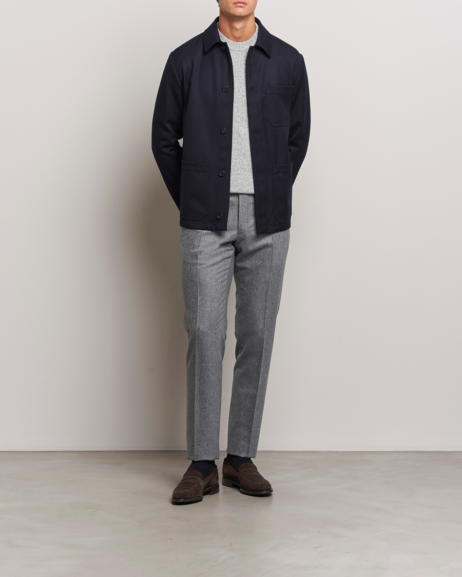 Herren | Hosen | Incotex | Slim Fit Carded Flannel Trousers Grey Melange