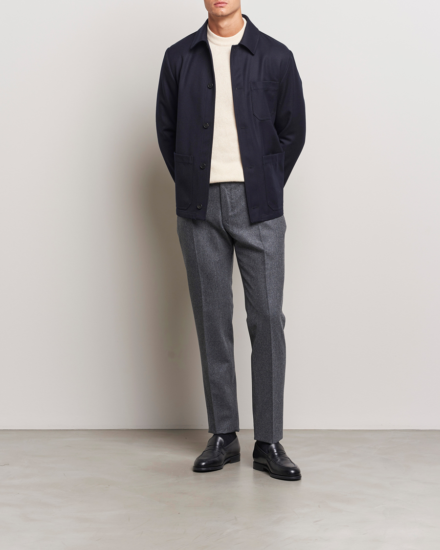 Herren | Hosen | Incotex | Slim Fit Carded Flannel Trousers Dark Grey