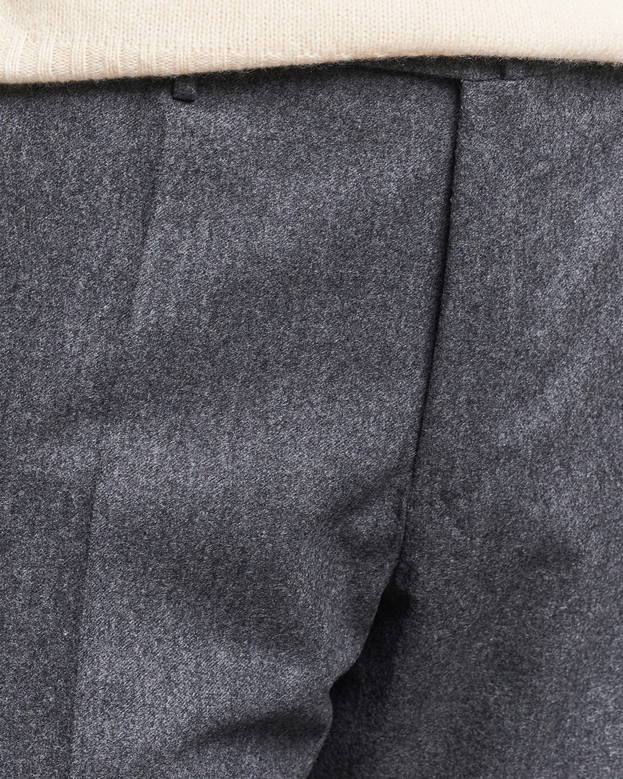 Herren | Hosen | Incotex | Slim Fit Carded Flannel Trousers Dark Grey