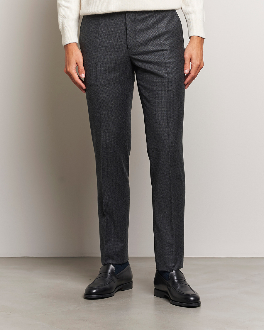 Herren | Hosen | Incotex | Slim Fit Houndstooth Flannel Trousers Light Grey