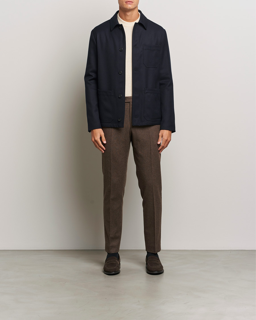 Herren | Jacken | Incotex | Wool Cover Shirt Jacket Navy