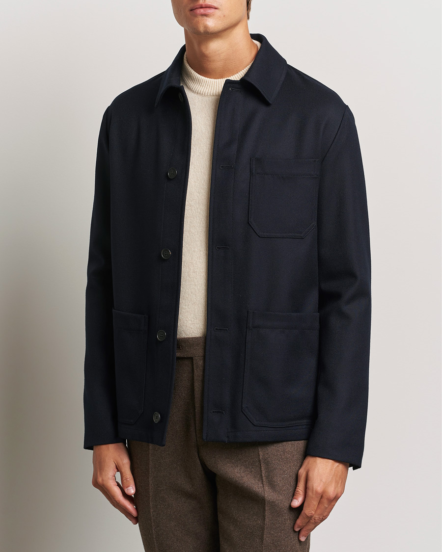 Herren | Jacken | Incotex | Wool Cover Shirt Jacket Navy