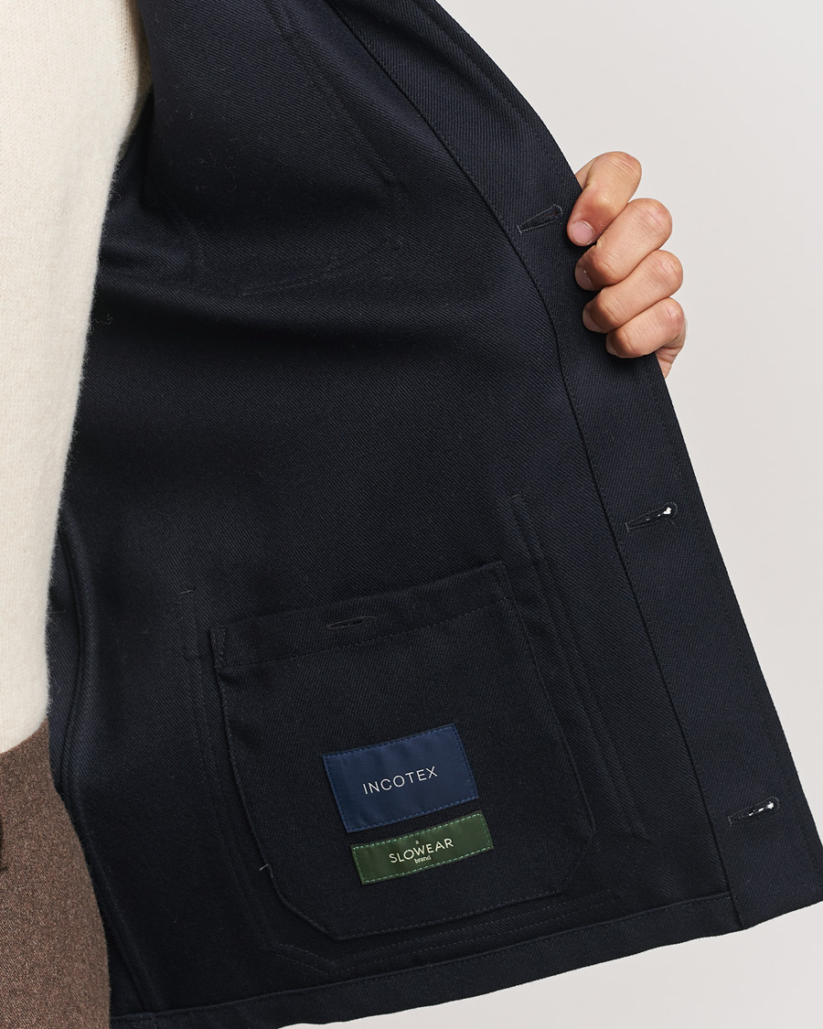 Herren | Jacken | Incotex | Wool Cover Shirt Jacket Navy