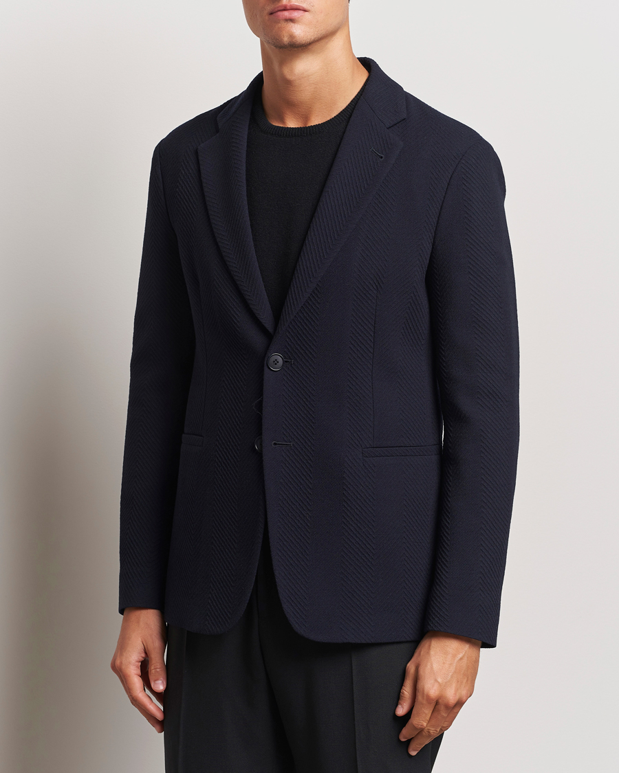 Herren | Sakkos | Giorgio Armani | Chevron Wool Stretch Blazer Navy