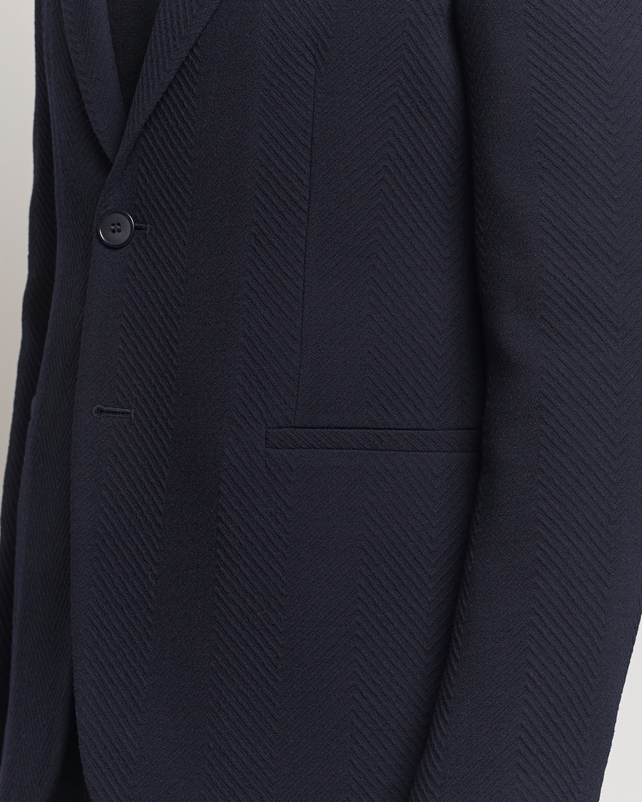 Herren | Sakkos | Giorgio Armani | Chevron Wool Stretch Blazer Navy