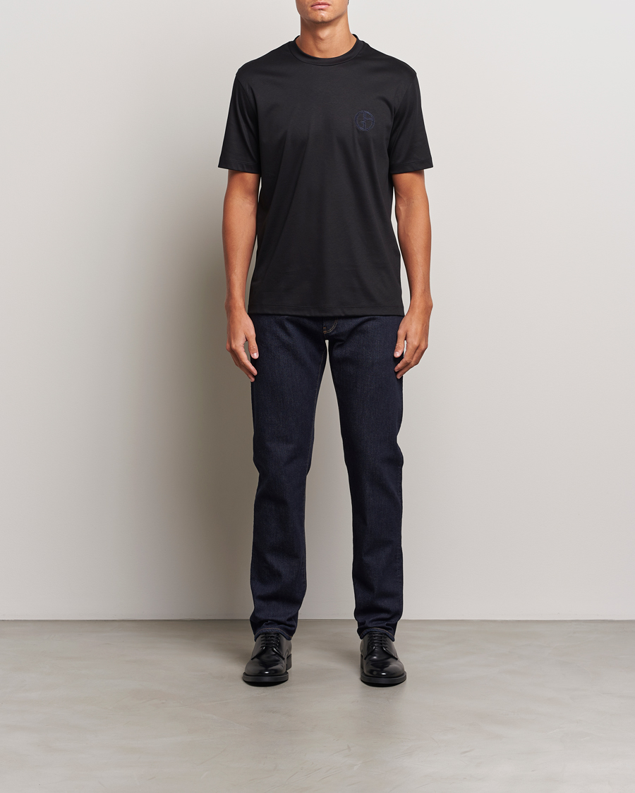 Herren | T-Shirts | Giorgio Armani | Embroidered Monogram T-Shirt Black