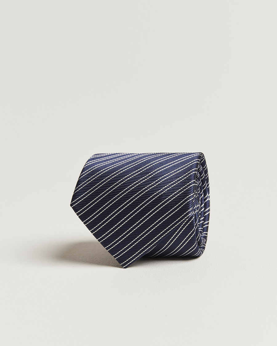 Herren | Giorgio Armani Striped Silk Tie Navy | Giorgio Armani | Striped Silk Tie Navy