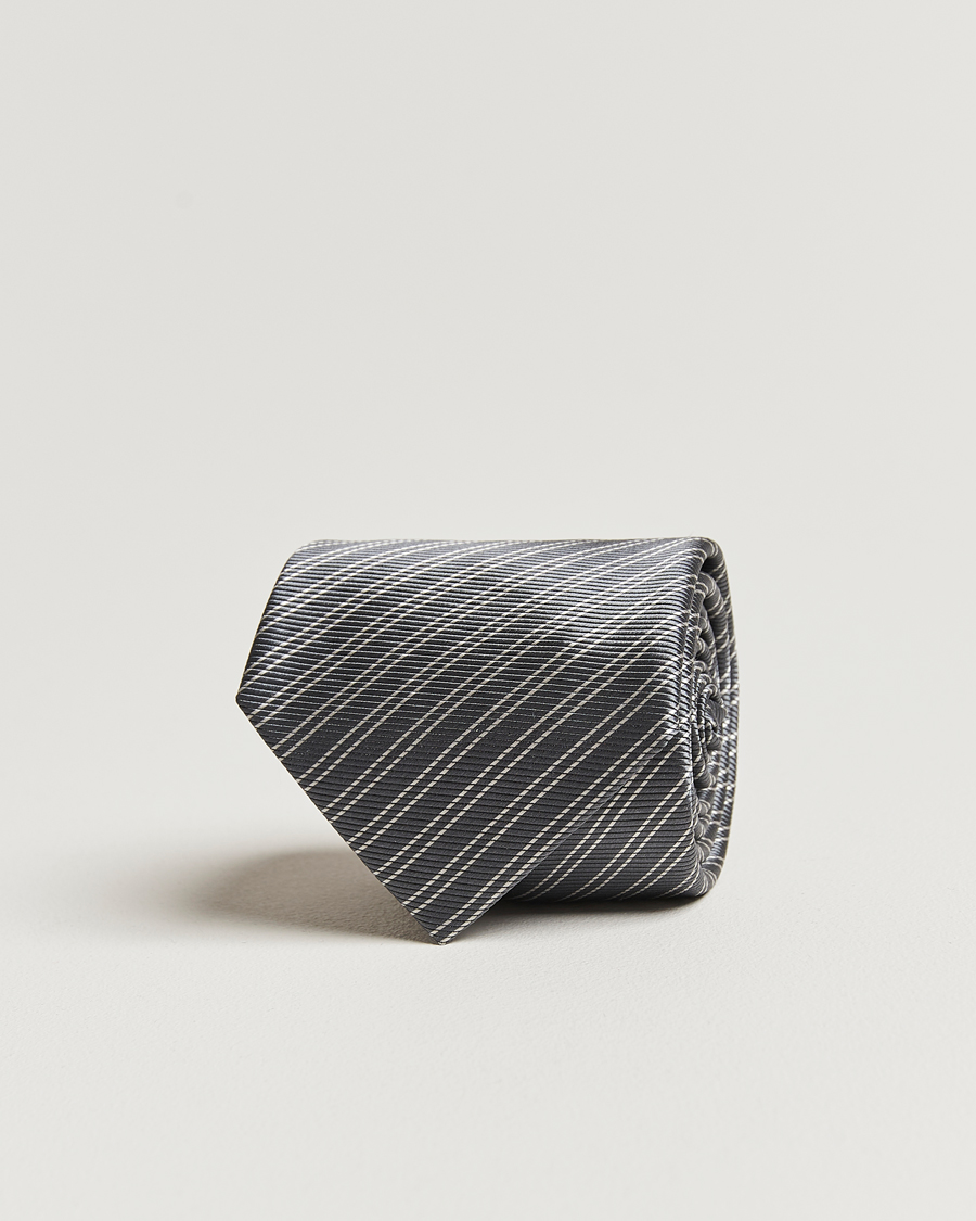 Herren | Giorgio Armani Striped Silk Tie Steel Grey | Giorgio Armani | Striped Silk Tie Steel Grey