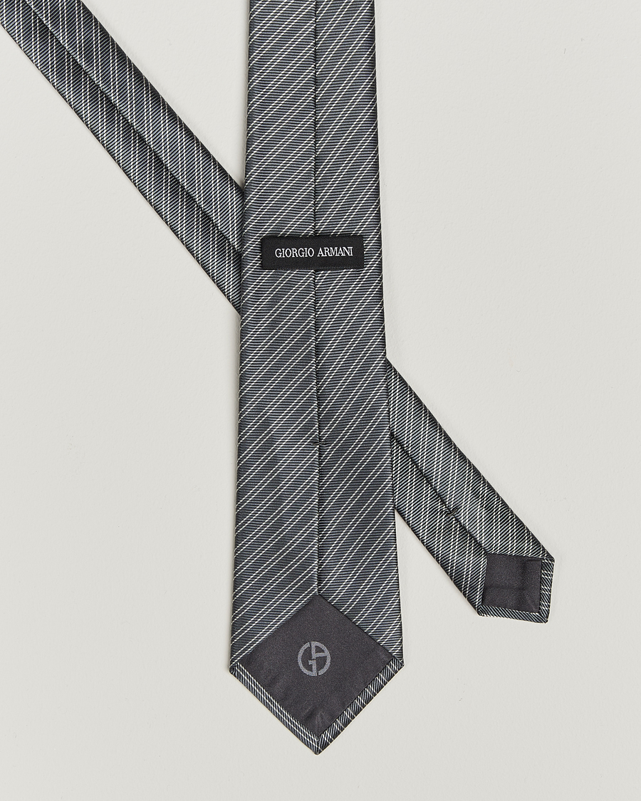 Herren | Giorgio Armani Striped Silk Tie Steel Grey | Giorgio Armani | Striped Silk Tie Steel Grey