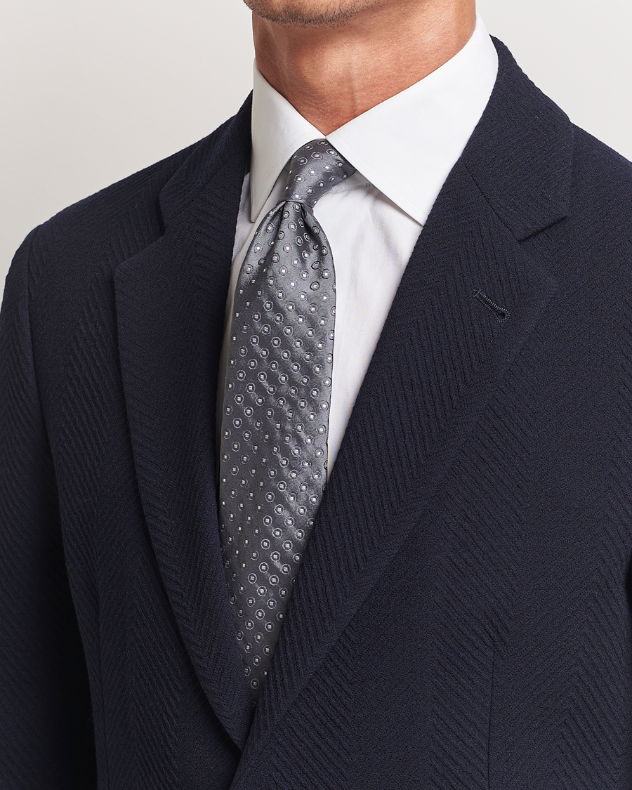 Herren | Giorgio Armani Jacquard Dot Silk Tie Steel Grey | Giorgio Armani | Jacquard Dot Silk Tie Steel Grey
