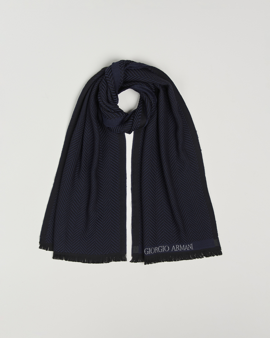 Herren | Giorgio Armani Wool Chevron Scarf Navy | Giorgio Armani | Wool Chevron Scarf Navy