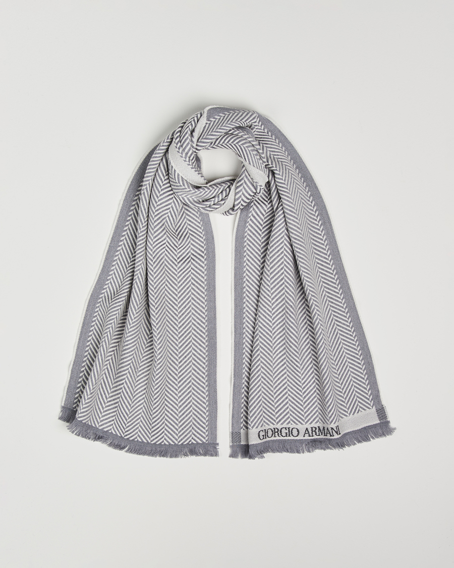 Herren | Giorgio Armani Wool Chevron Scarf Light Grey | Giorgio Armani | Wool Chevron Scarf Light Grey