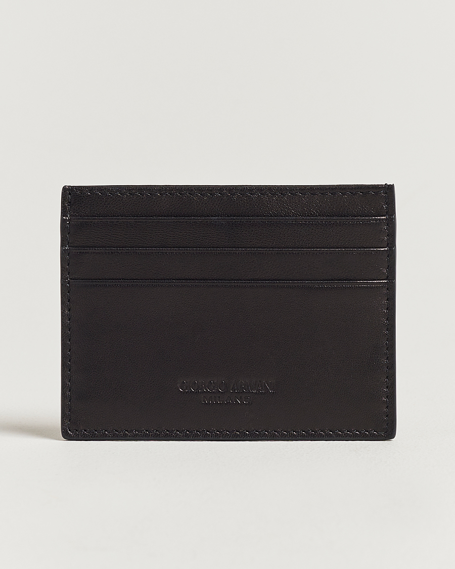 Herren | Giorgio Armani Nappa Leather Card Holder Black | Giorgio Armani | Nappa Leather Card Holder Black