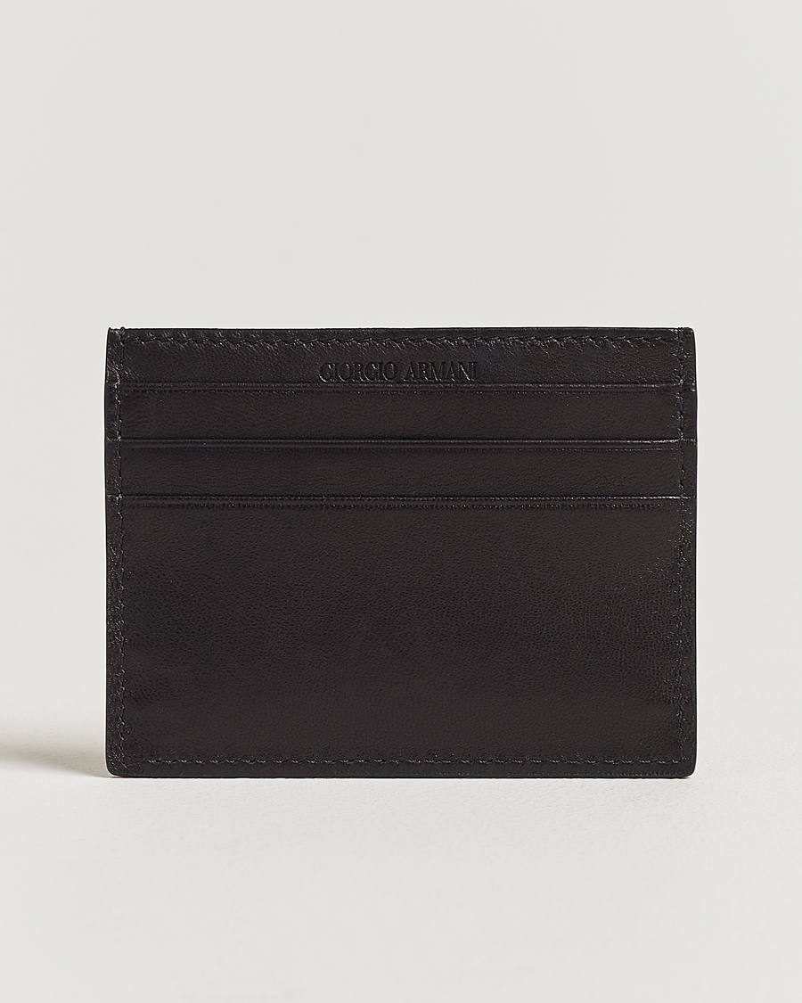 Herren | Giorgio Armani Nappa Leather Card Holder Black | Giorgio Armani | Nappa Leather Card Holder Black