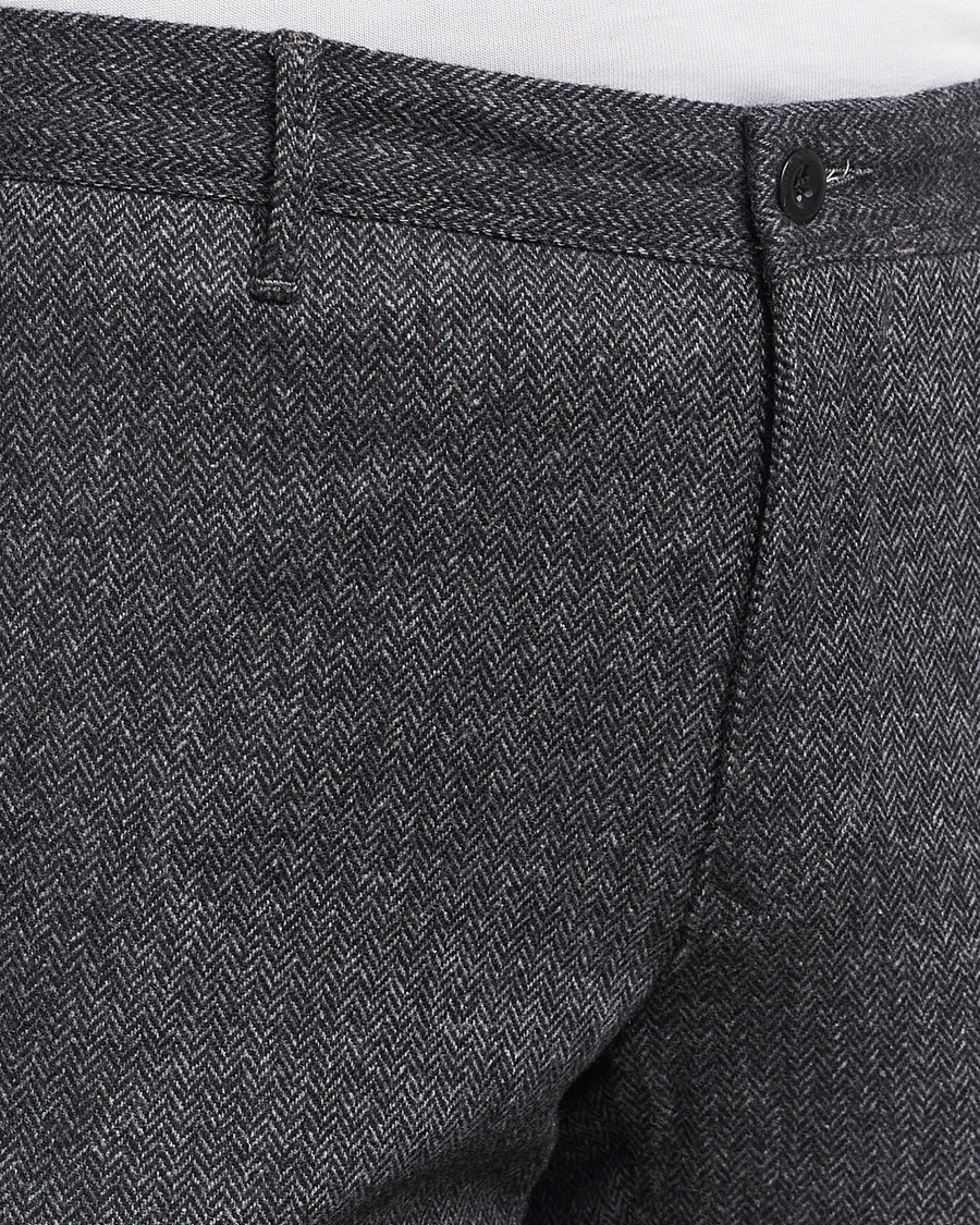 Herren | Hosen | Incotex | Slim Fit Washed Wool Stretch Slacks Dark Grey