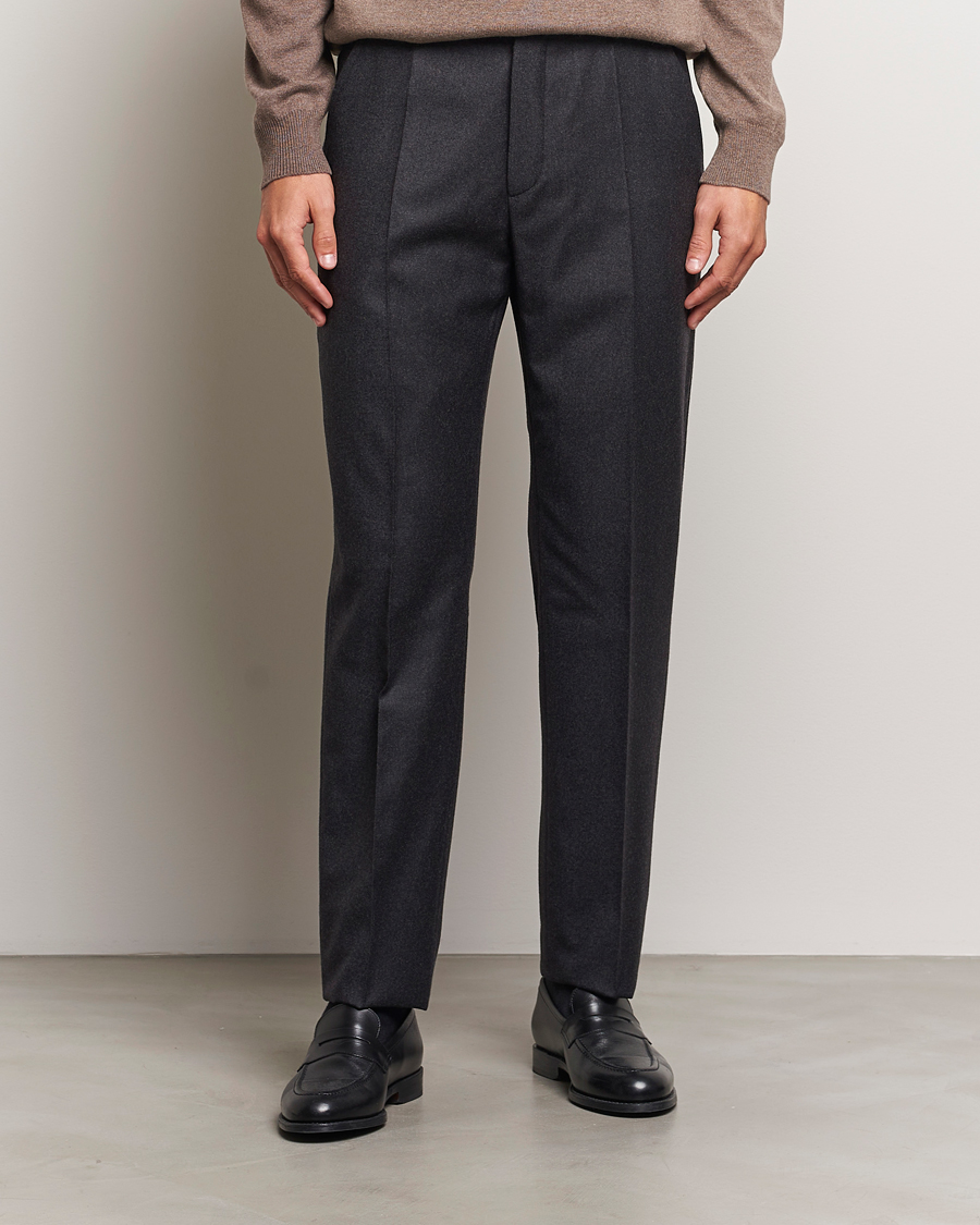 Herren | Hosen | Incotex | Regular Fit Flannel Trousers Charcoal