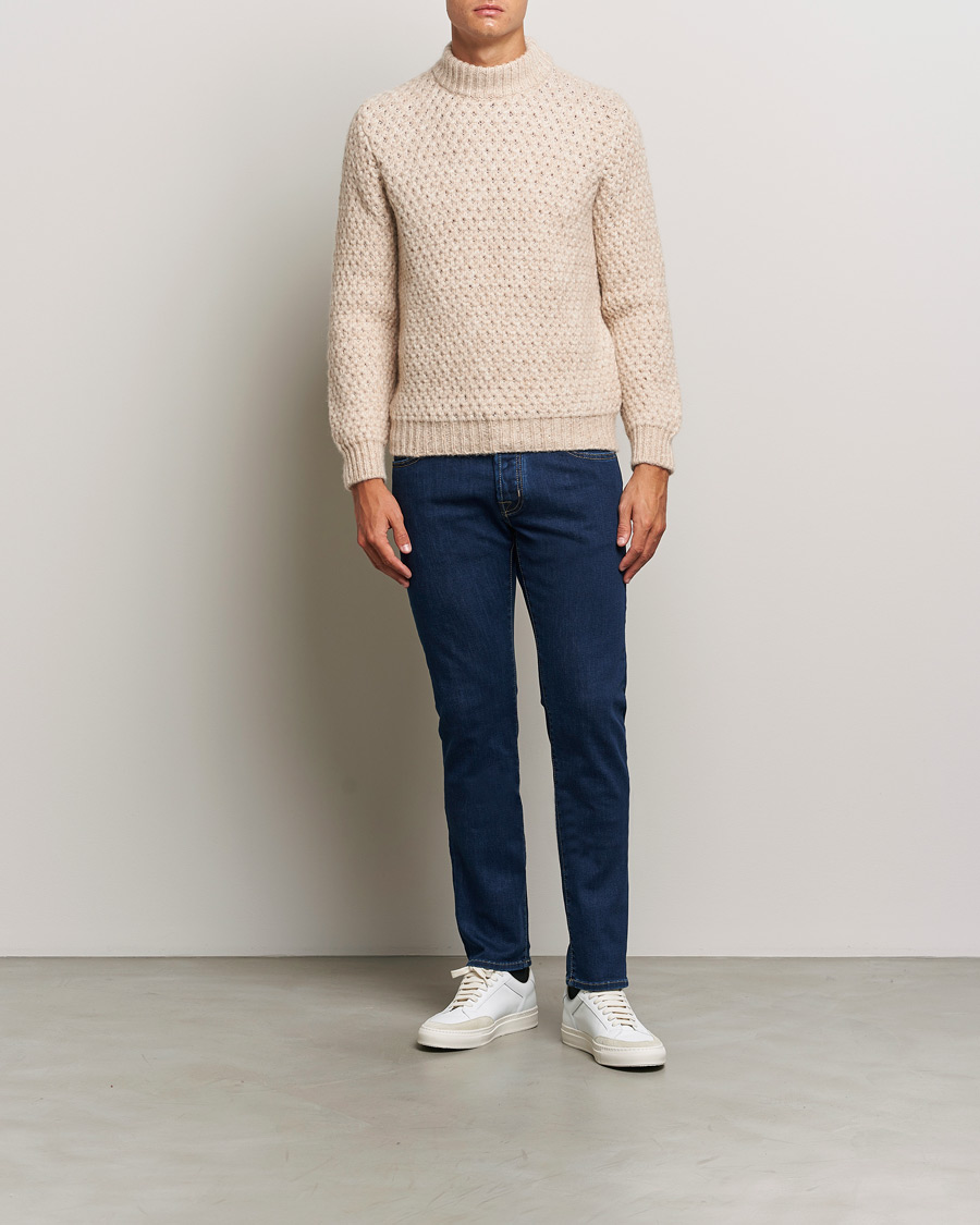 Herren | Pullover | Jacob Cohën | Loose Knit Alpaca/Wool Sweater Melange White