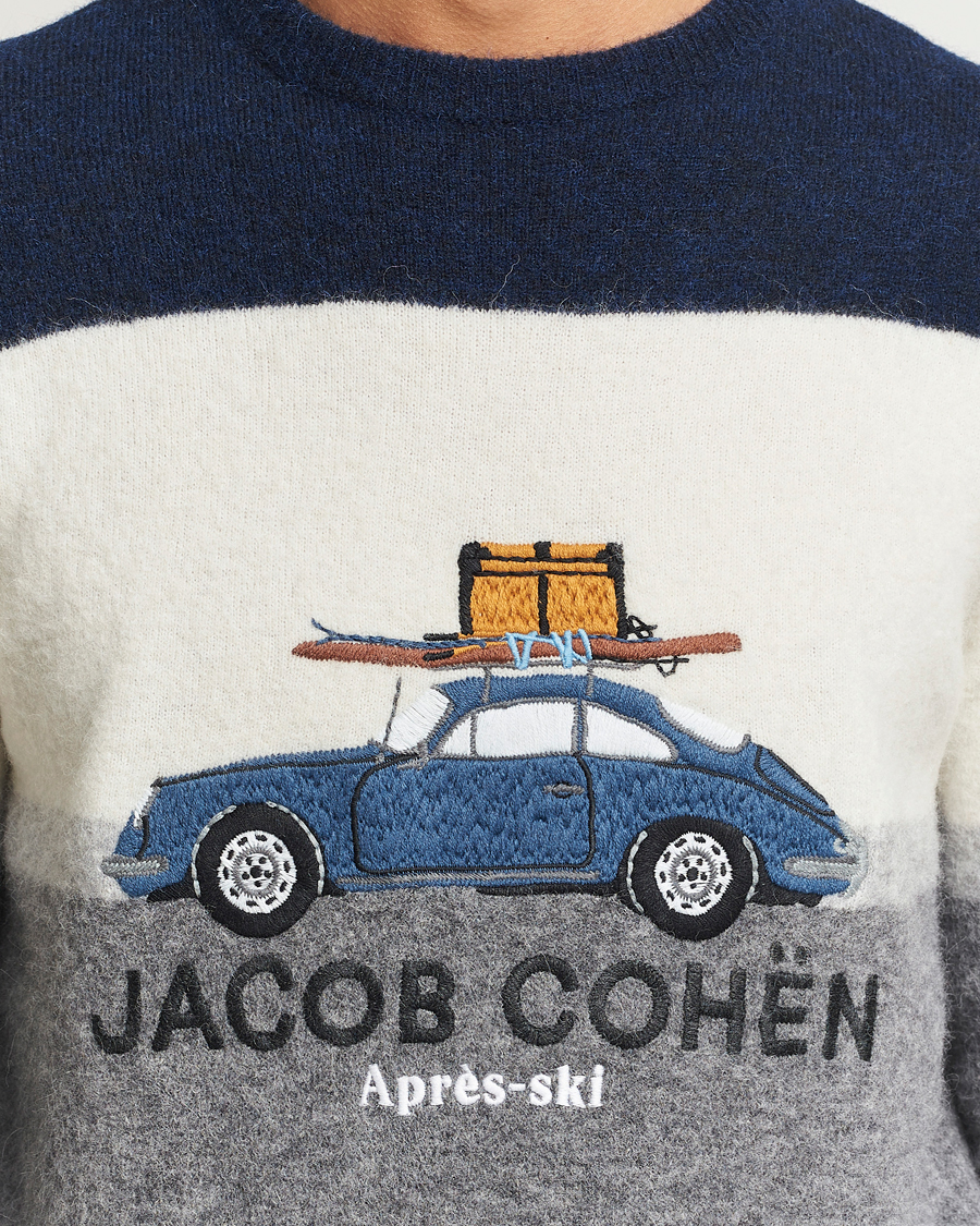 Herren | Pullover | Jacob Cohën | Alpaca/Wool Embrodery Sweater Blue/White/Grey