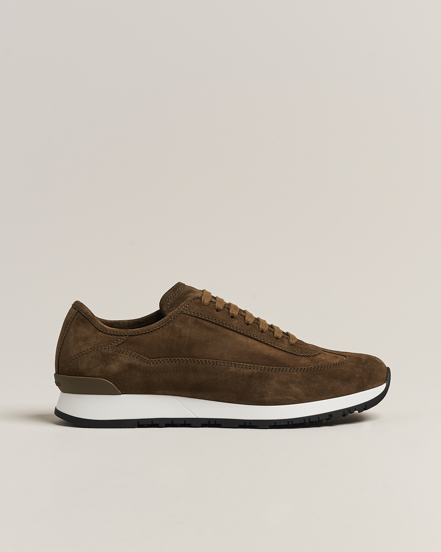 Herren | John Lobb Foundry Running Sneakers Olive Suede | John Lobb | Foundry Running Sneakers Olive Suede