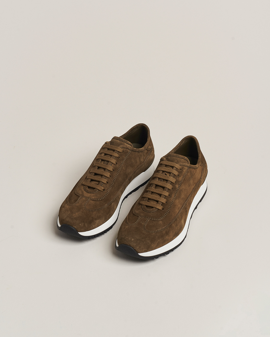 Herren | John Lobb Foundry Running Sneakers Olive Suede | John Lobb | Foundry Running Sneakers Olive Suede