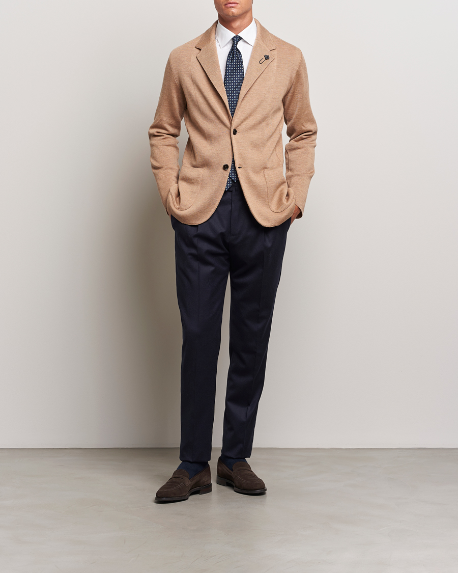 Herren | Sakkos | Lardini | Knitted Wool Blazer Beige