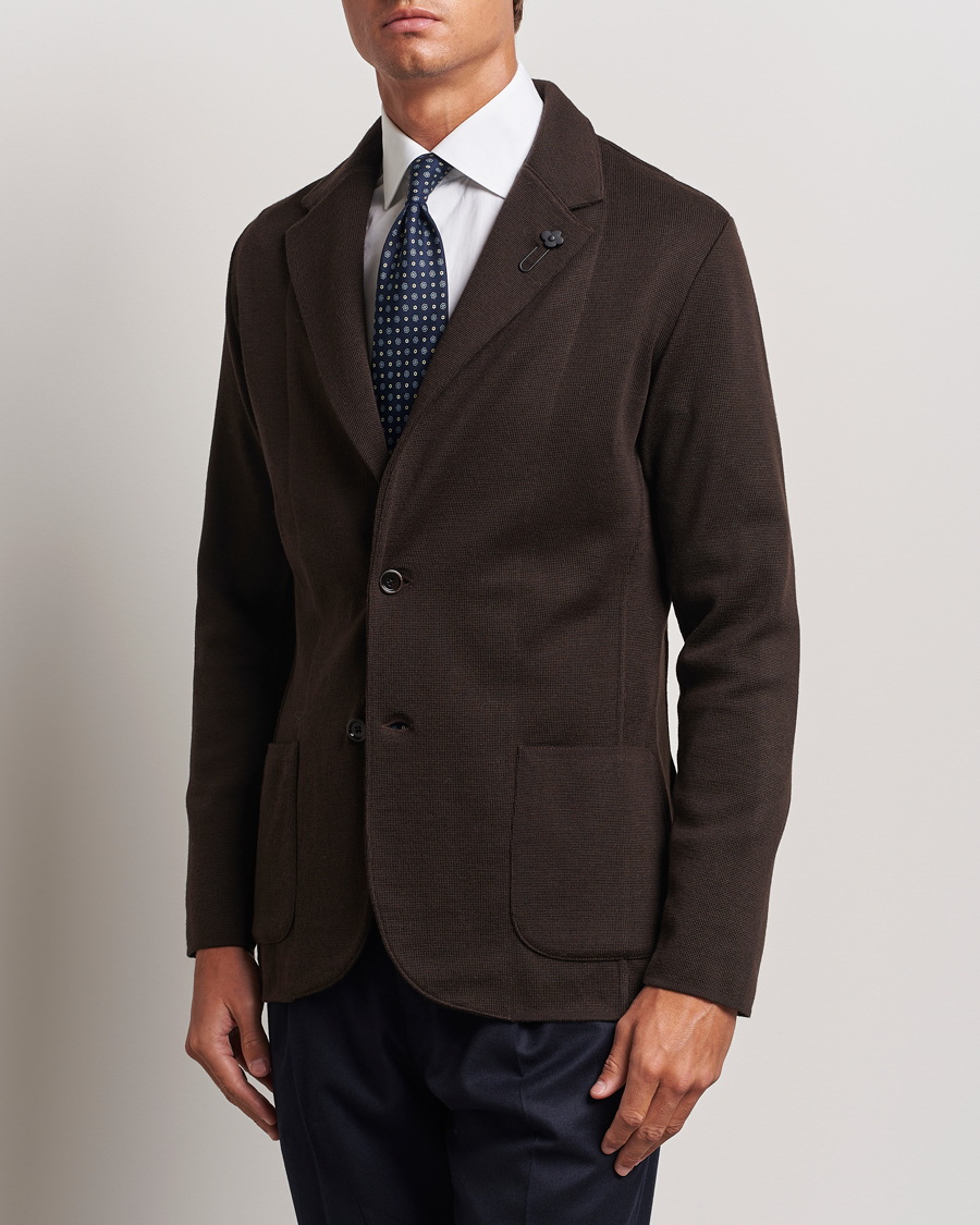 Herren | Sakkos | Lardini | Knitted Wool Blazer Brown