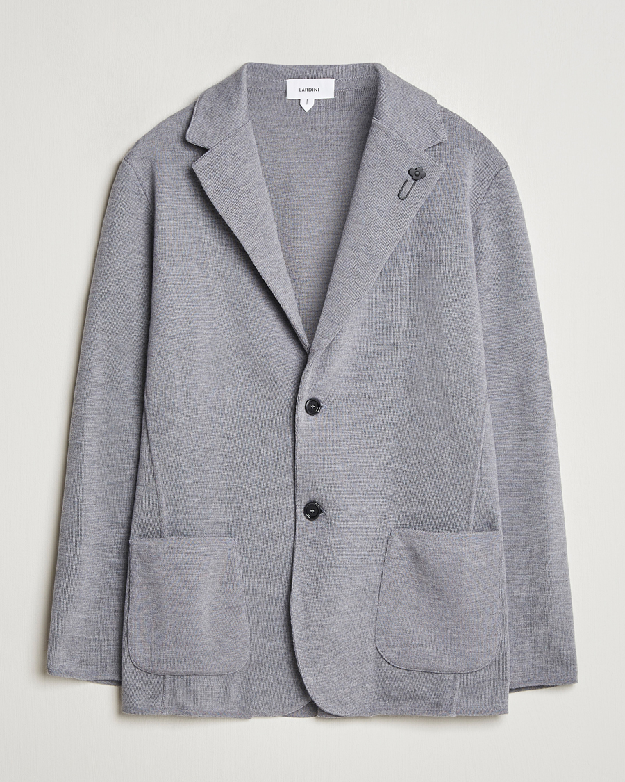 Herren | Sakkos | Lardini | Knitted Wool Blazer Grey