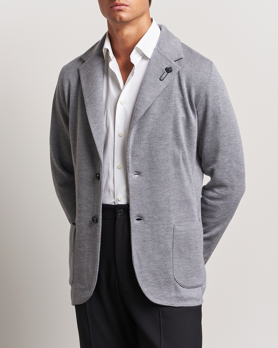 Herren | Sakkos | Lardini | Knitted Wool Blazer Grey