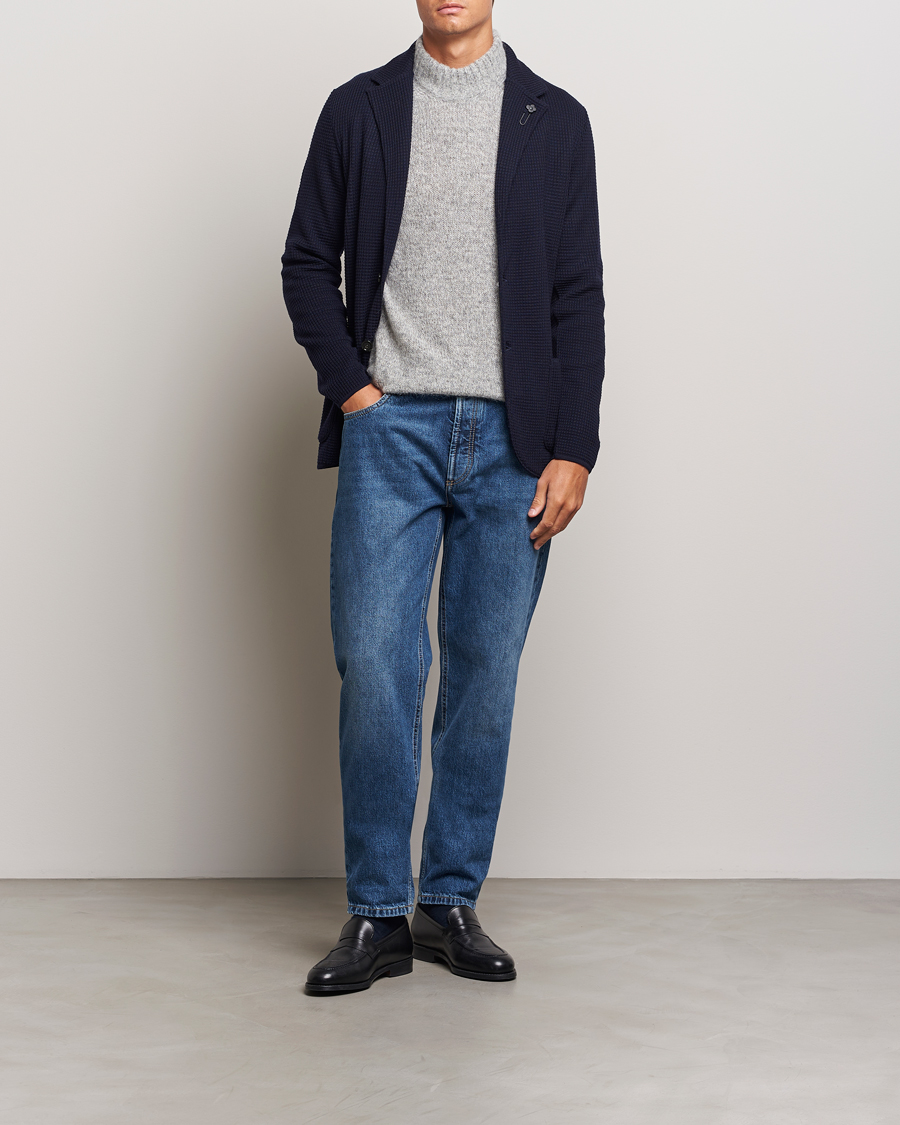 Herren | Sakkos | Lardini | Knitted Structure Wool Blazer Navy