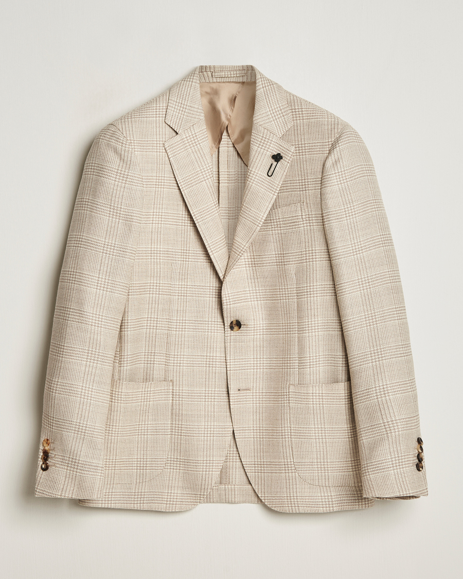 Herren | Sakkos | Lardini | Prince of Wales Wool Blazer Light Beige