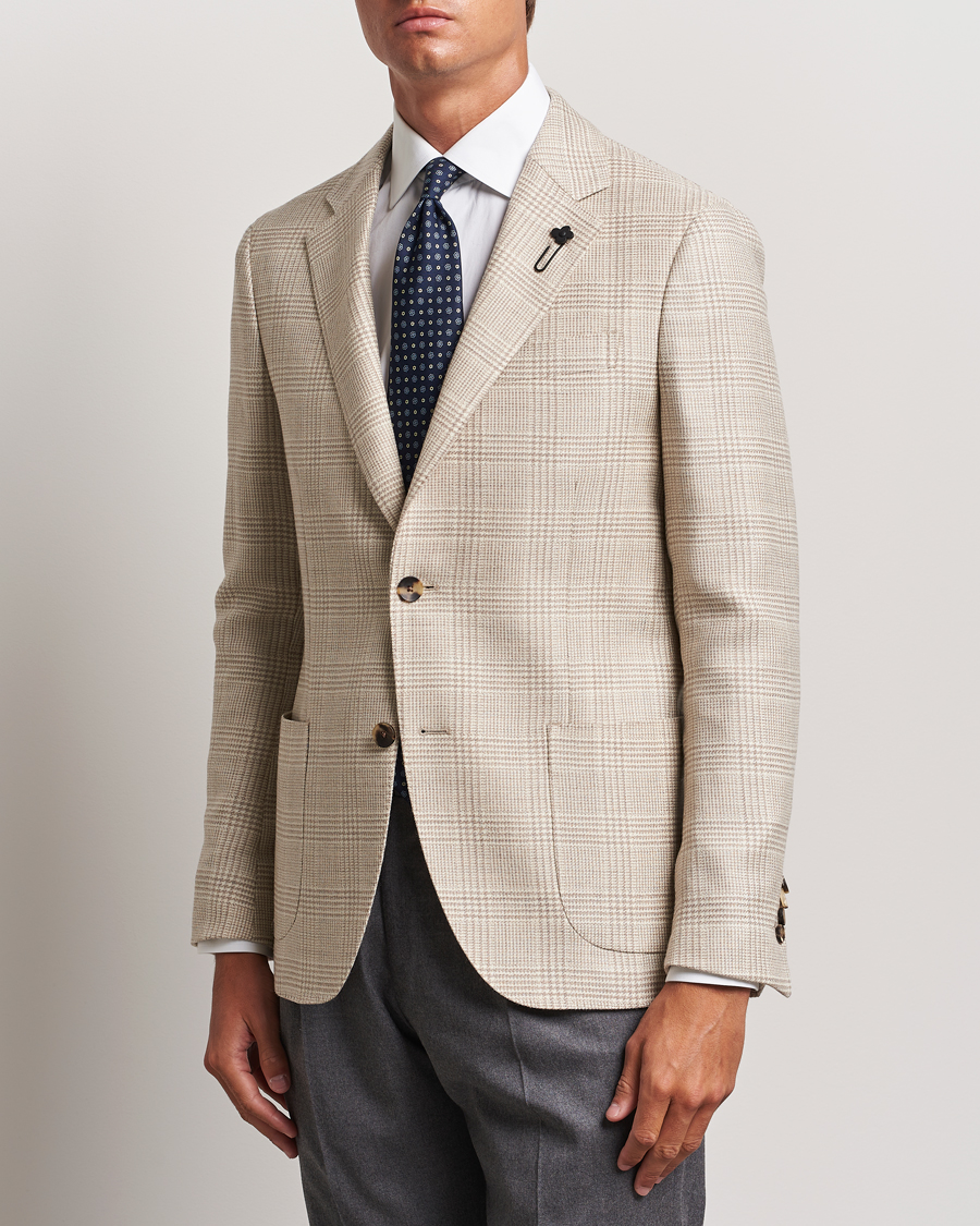 Herren | Sakkos | Lardini | Prince of Wales Wool Blazer Light Beige