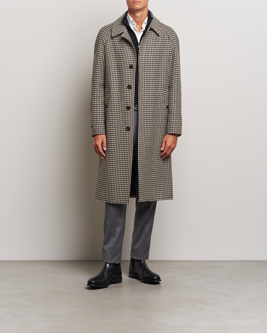 Herren | Jacken | Lardini | Houndstooth Wool/Cashmere Coat Brown