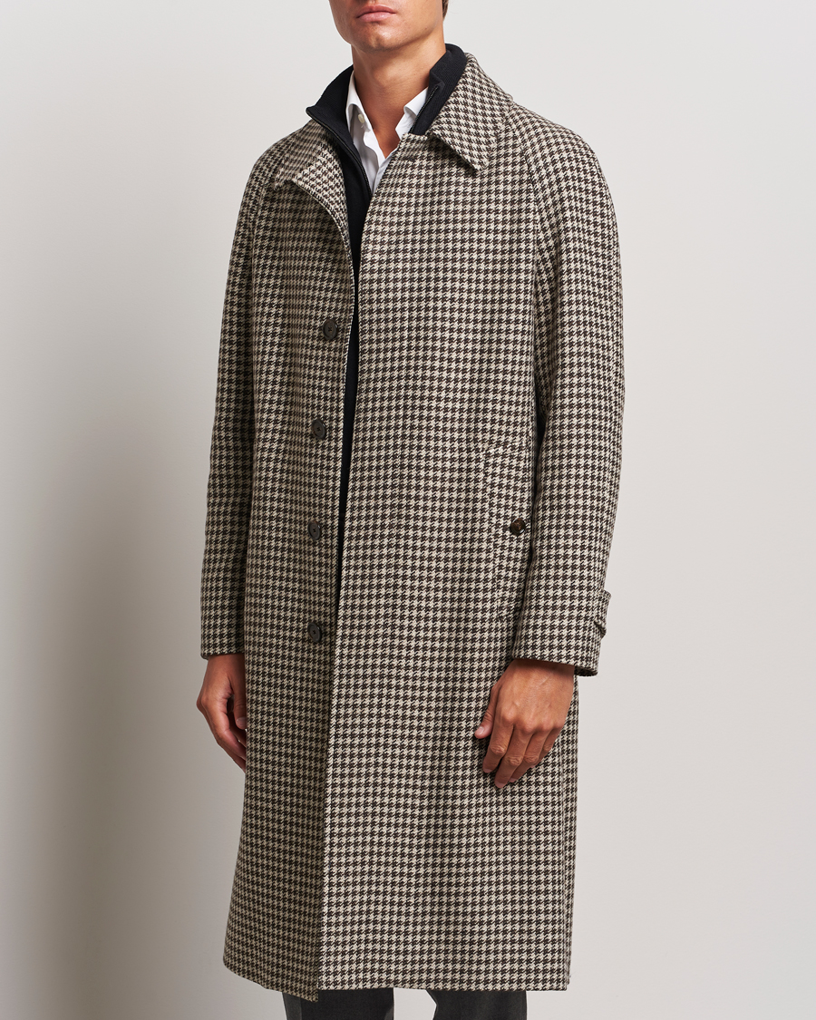 Herren | Jacken | Lardini | Houndstooth Wool/Cashmere Coat Brown