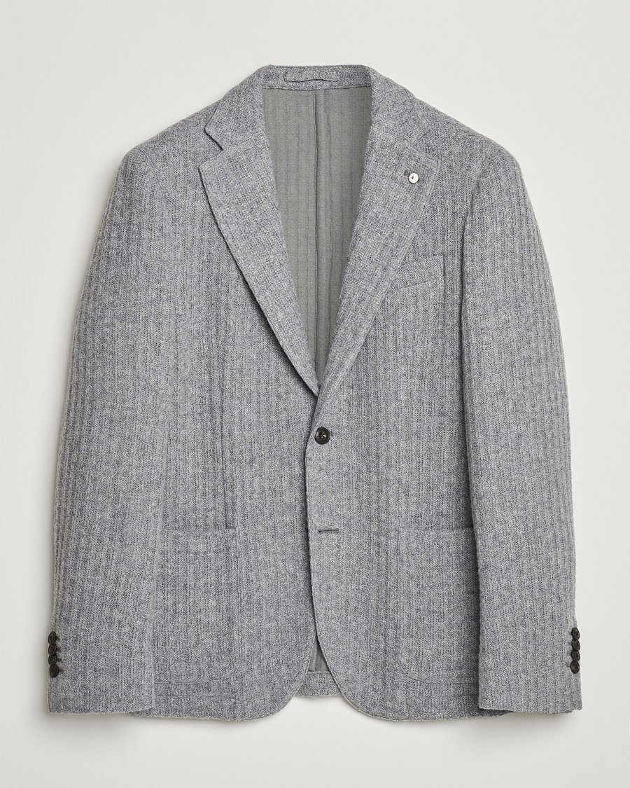 Herren | Sakkos | L.B.M. 1911 | Knitted Punto Wool Structure Blazer Grey