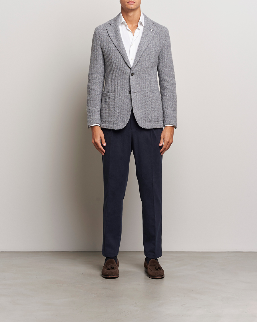 Herren | Sakkos | L.B.M. 1911 | Knitted Punto Wool Structure Blazer Grey