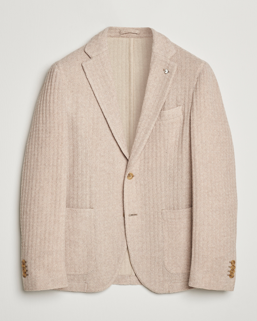 Herren | Sakkos | L.B.M. 1911 | Knitted Punto Wool Structure Blazer Camel