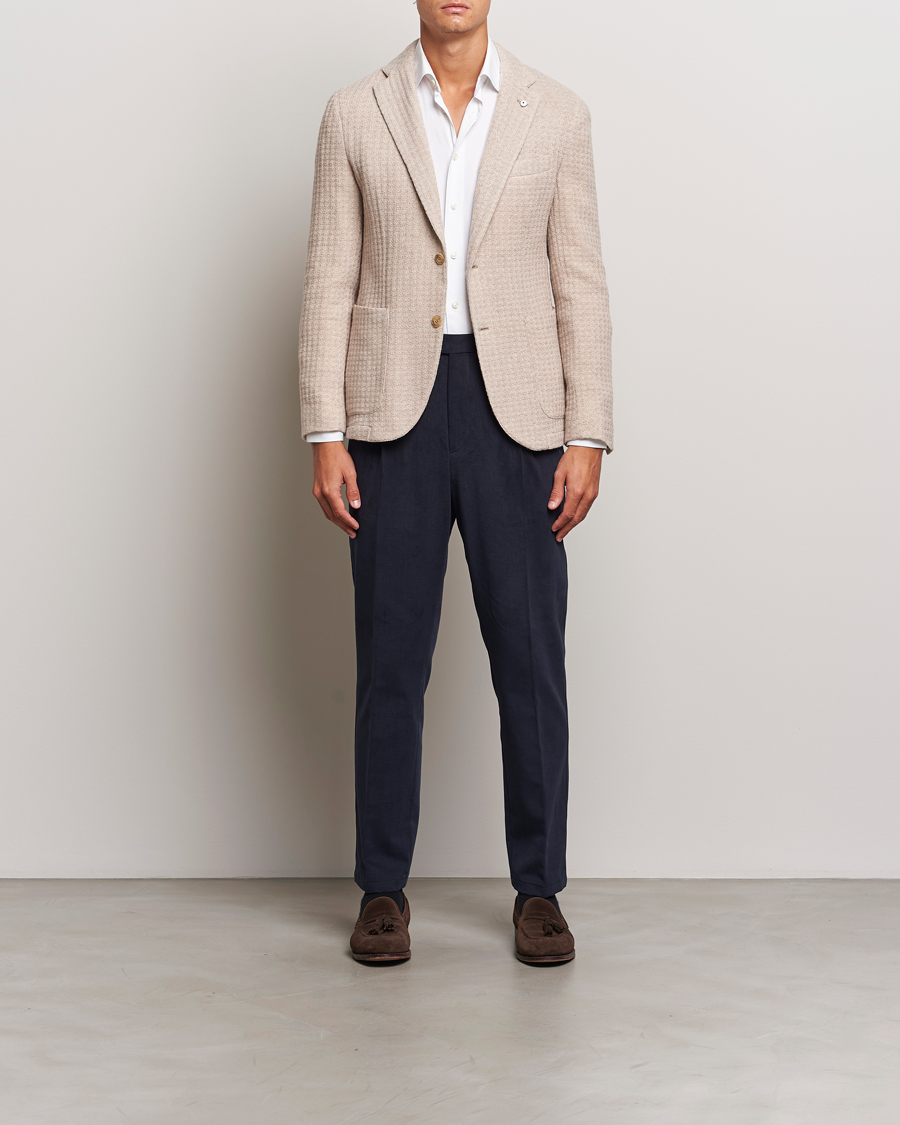 Herren | Sakkos | L.B.M. 1911 | Knitted Punto Wool Structure Blazer Camel