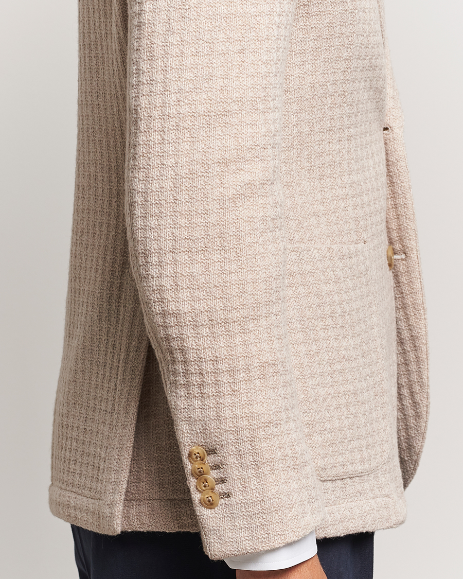 Herren | Sakkos | L.B.M. 1911 | Knitted Punto Wool Structure Blazer Camel