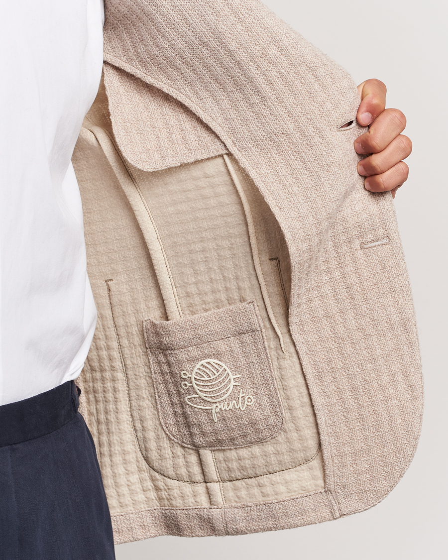 Herren | Sakkos | L.B.M. 1911 | Knitted Punto Wool Structure Blazer Camel