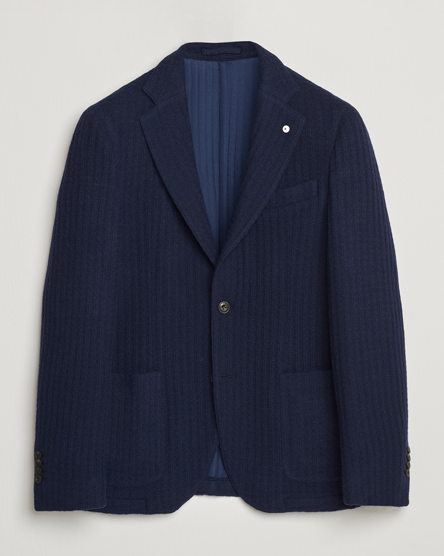 Herren | Sakkos | L.B.M. 1911 | Knitted Punto Wool Structure Blazer Navy