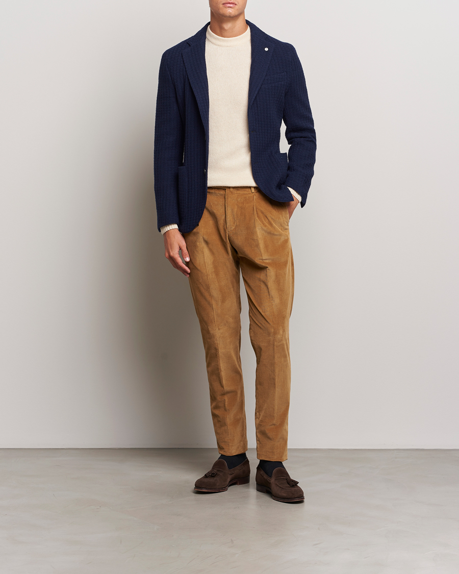 Herren | Sakkos | L.B.M. 1911 | Knitted Punto Wool Structure Blazer Navy