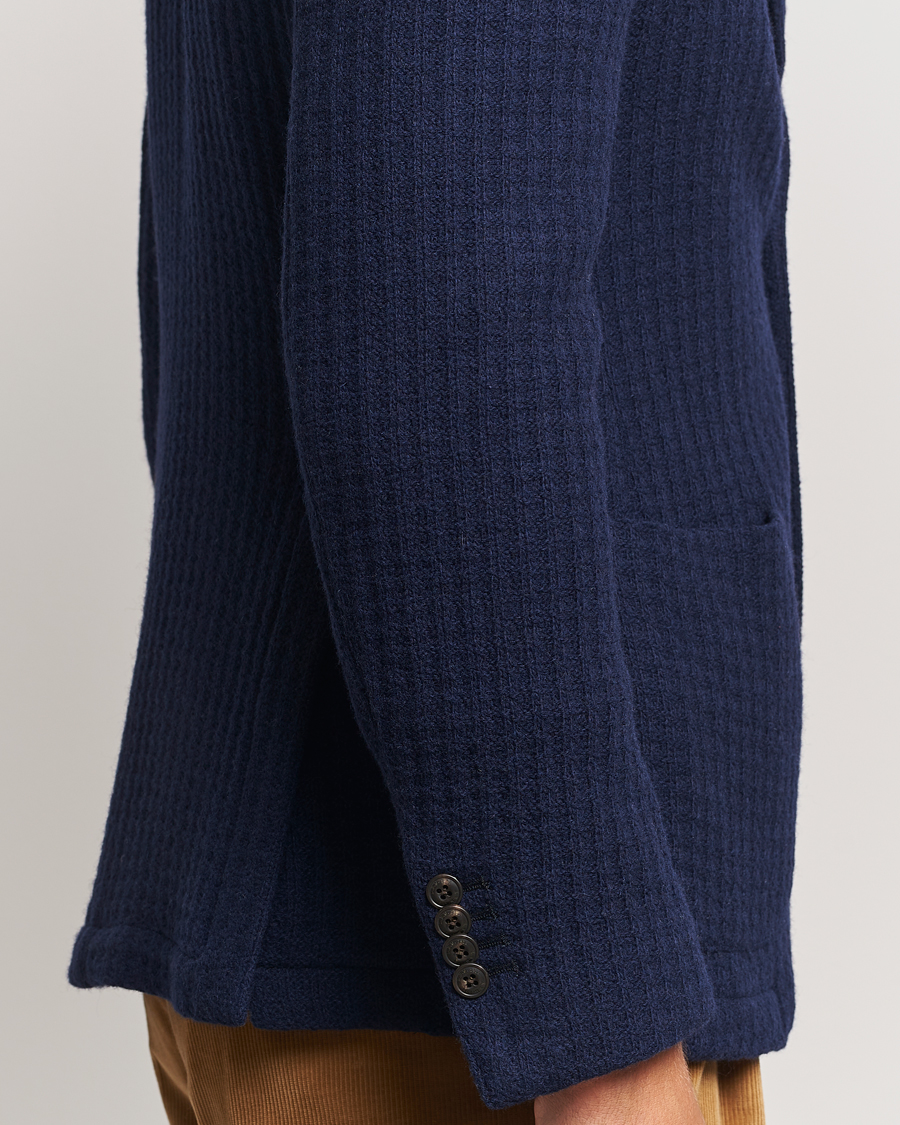 Herren | Sakkos | L.B.M. 1911 | Knitted Punto Wool Structure Blazer Navy