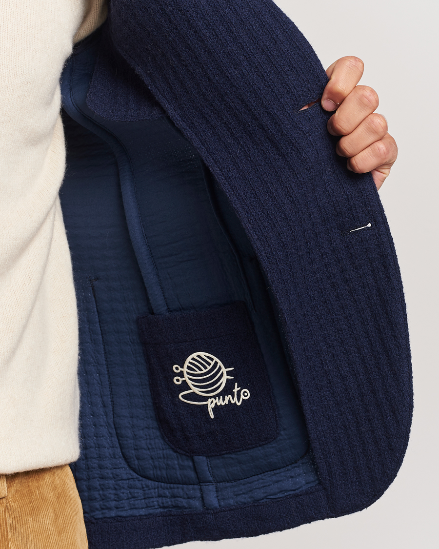 Herren | Sakkos | L.B.M. 1911 | Knitted Punto Wool Structure Blazer Navy