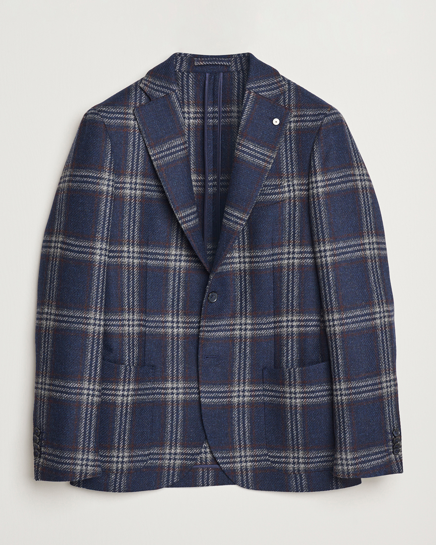 Herren | Sakkos | L.B.M. 1911 | Jack Regular Checked Wool Blazer Navy