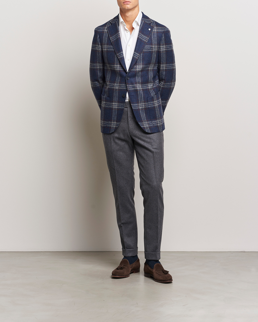 Herren | Sakkos | L.B.M. 1911 | Jack Regular Checked Wool Blazer Navy