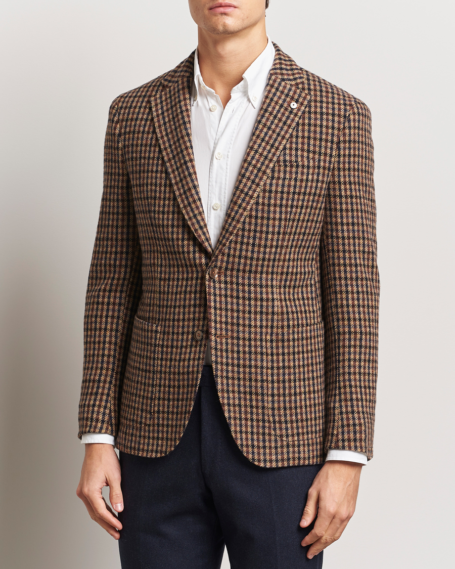 Herren | Sakkos | L.B.M. 1911 | Jack Regular Small Check Wool Blazer Brown